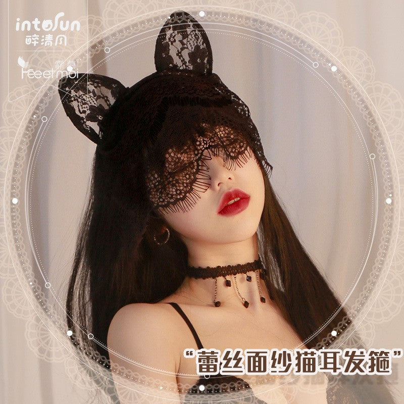 情趣蕾丝面纱猫耳发箍 - EmberKiss