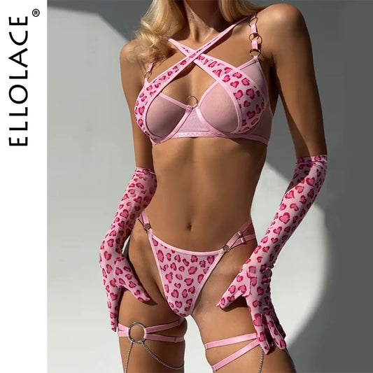 Wild leopard print sexy lingerie set